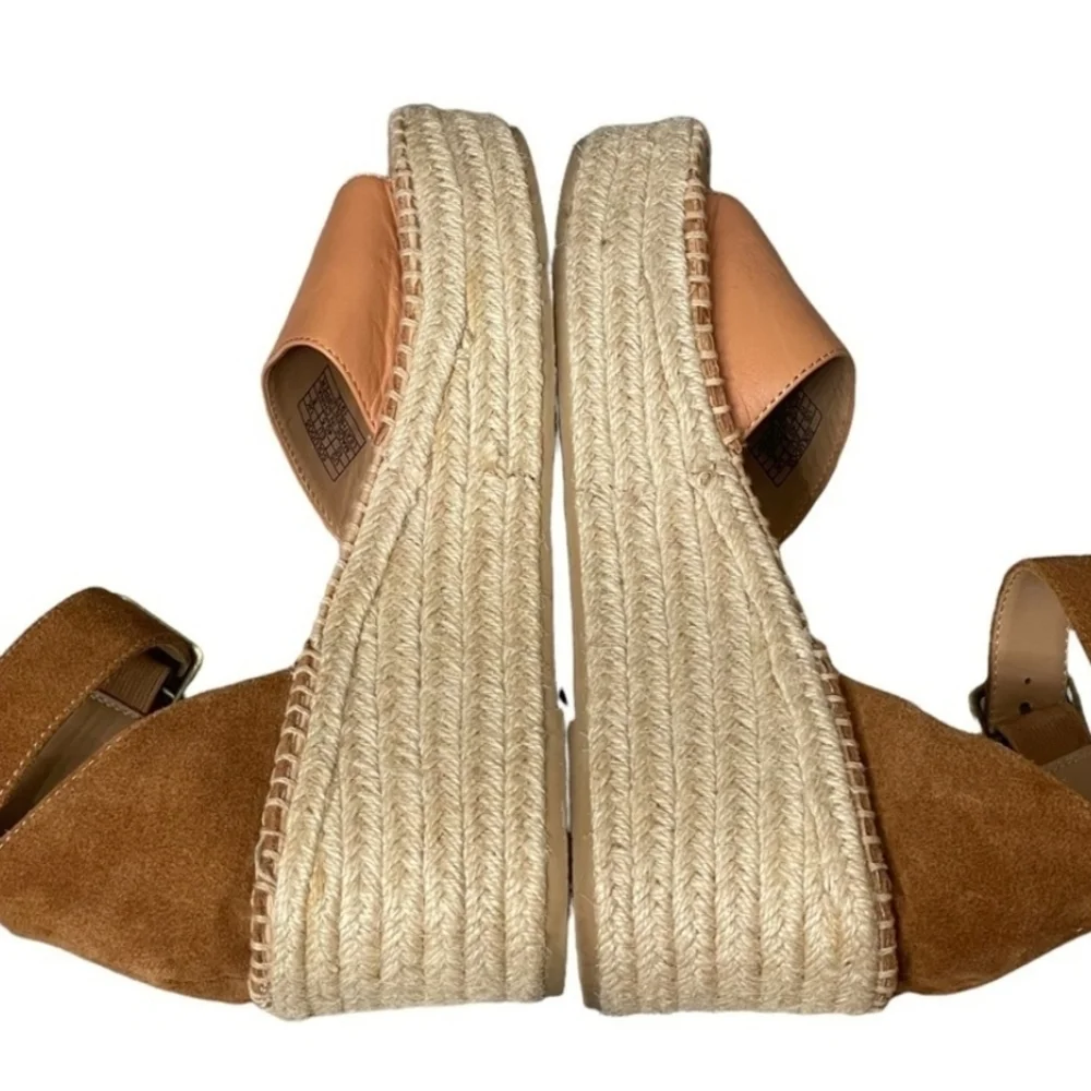 Soludos women's tan espadrille wedge sandals Positano size 9